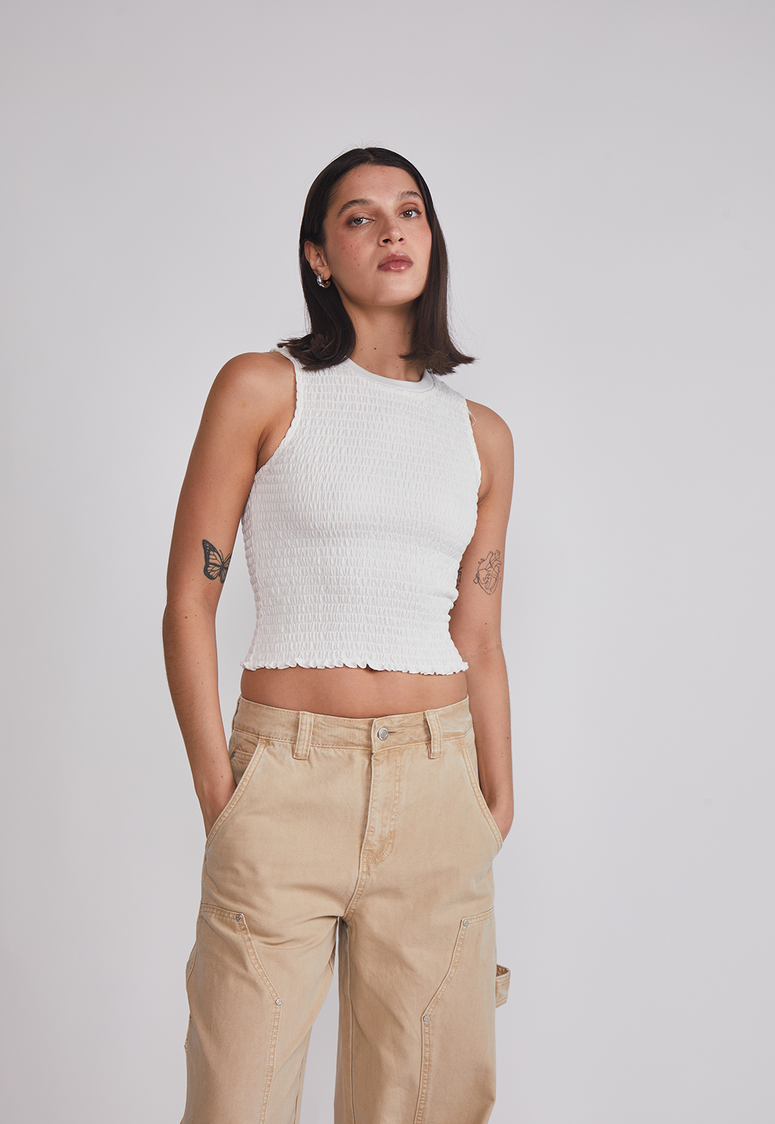 Peto Mujer Elasticado Panal Blanco Sioux 1