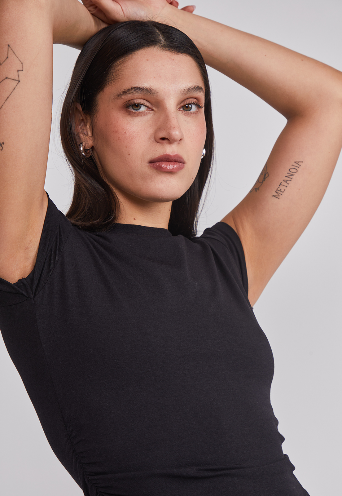 Polera Mujer Recogido Costados Negro Sioux 5