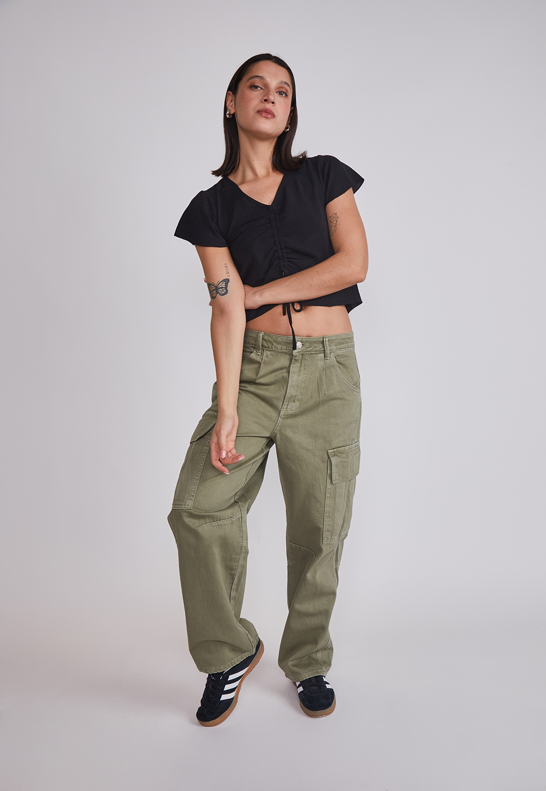 Pantalón Mujer Baggy Cargo Verde Sioux 5