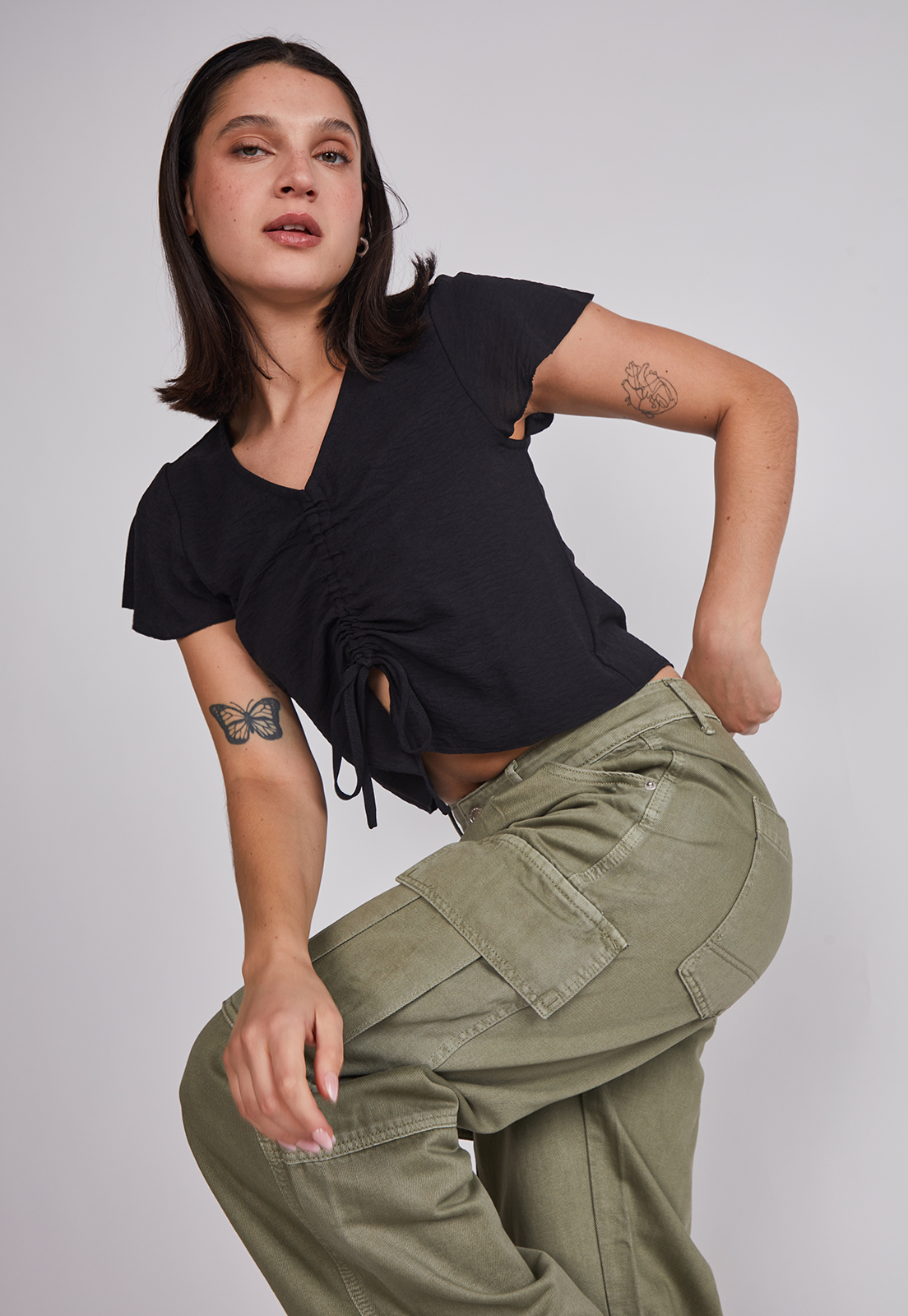 Pantalón Mujer Baggy Cargo Verde Sioux 2