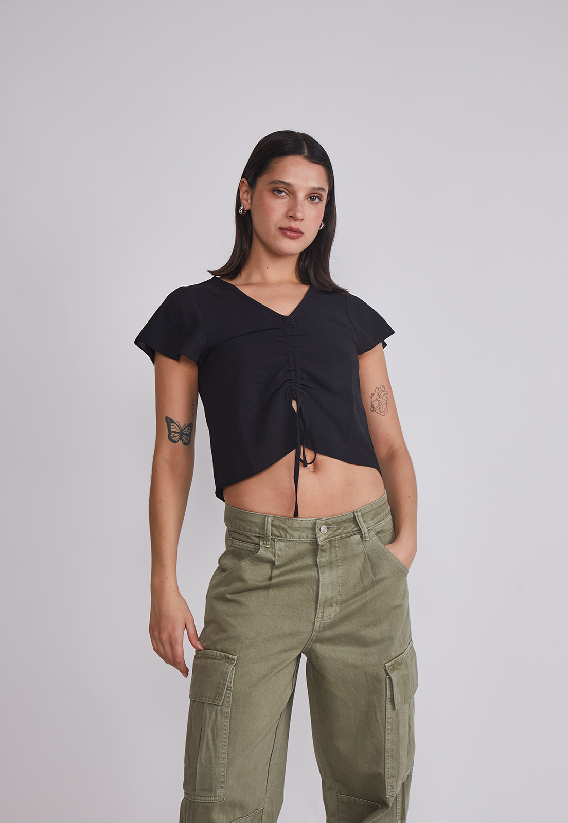 Blusa Mujer Amarra Frontal Negro Sioux 1