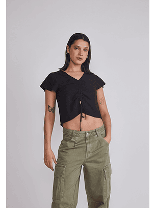 Blusa Mujer Amarra Frontal Negro Sioux