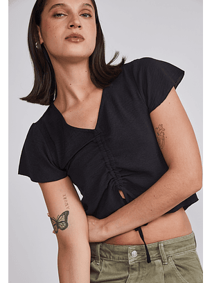 Blusa Mujer Amarra Frontal Negro Sioux