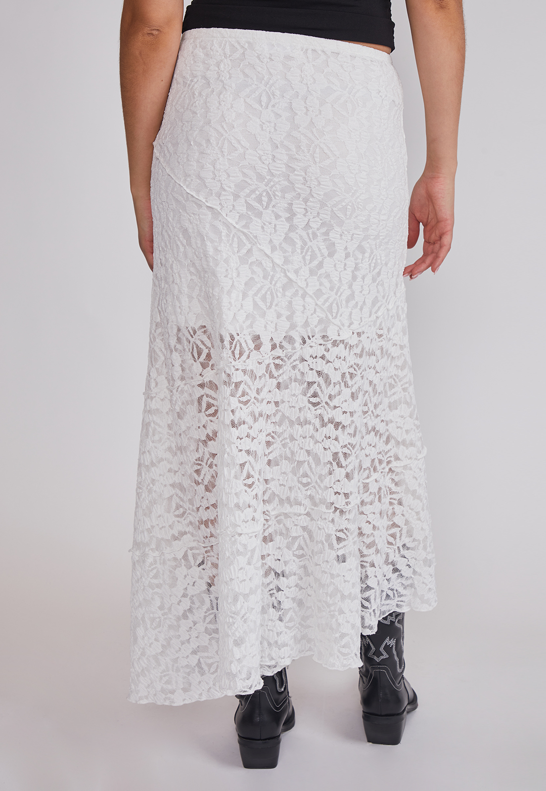 Falda Mujer Larga Encaje Blanco Sioux 4