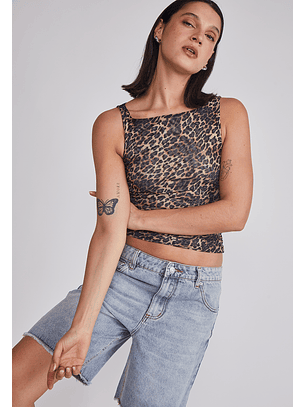 Peto Mujer Leopardo Mesh Beige Sioux