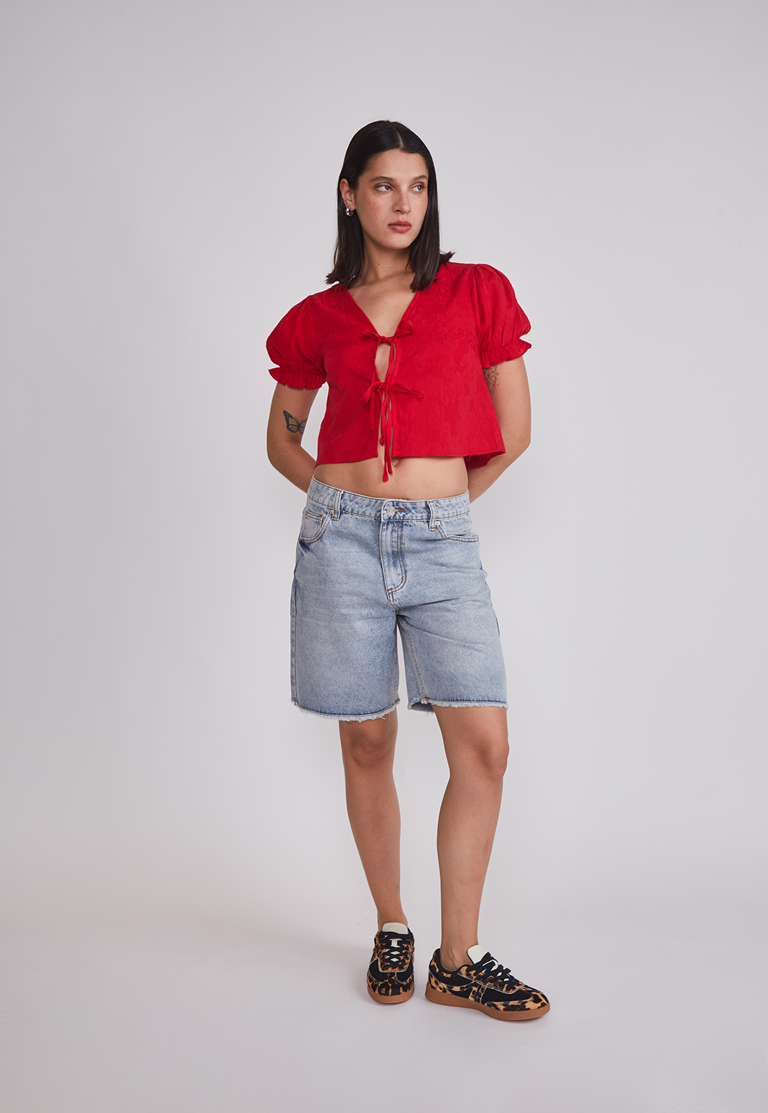 Blusa Mujer Manga Globo Rojo Sioux 3