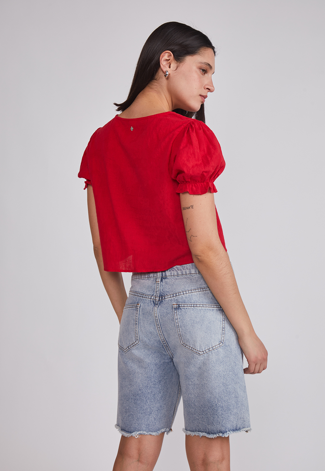 Blusa Mujer Manga Globo Rojo Sioux 2