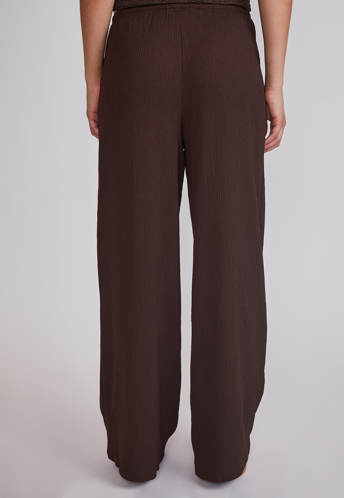 Pantalón Mujer Wide Leg Texturado Café Sioux 4
