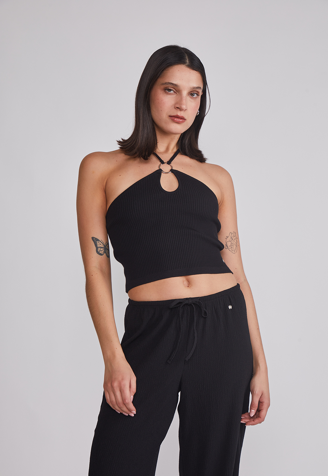 Peto Mujer Tejido Argolla Negro Sioux 1