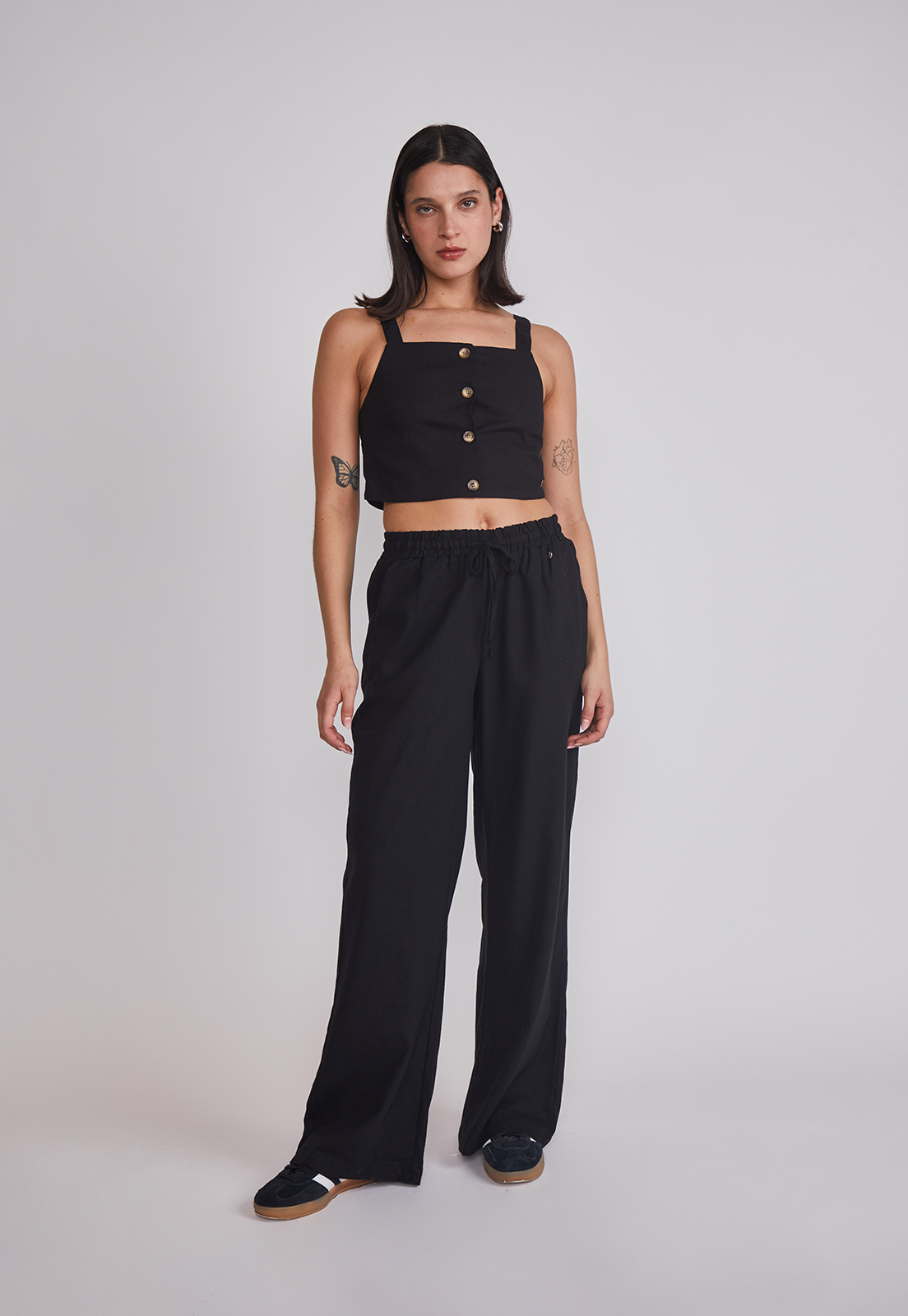 Pantalón Mujer Wide Leg Lino Negro Sioux 4