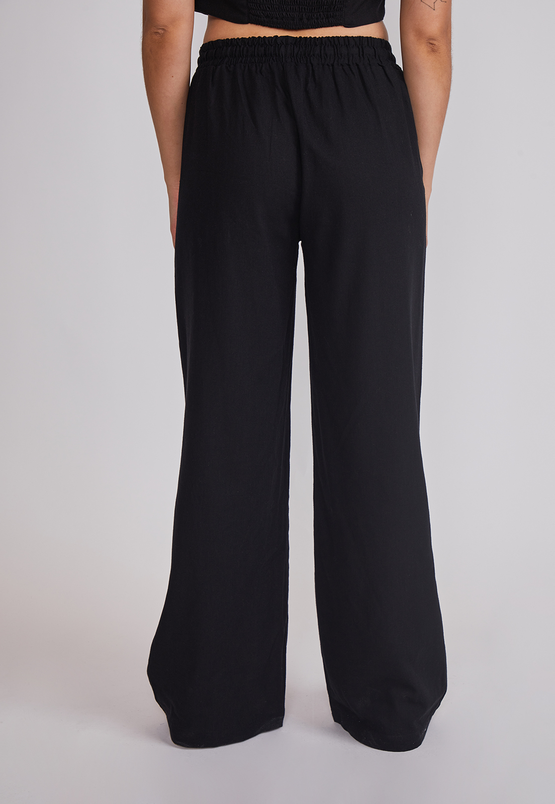 Pantalón Mujer Wide Leg Lino Negro Sioux 3