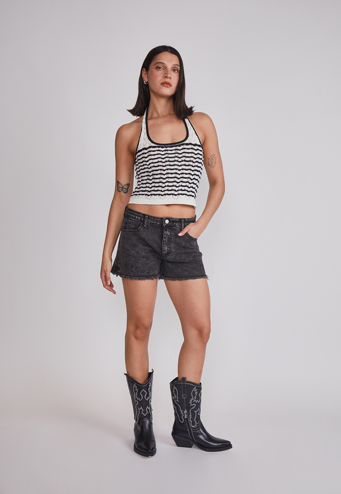 Short Mujer Denim Elasticado Negro Sioux 5