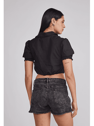 Blusa Mujer Broderie Nudo Negro Sioux