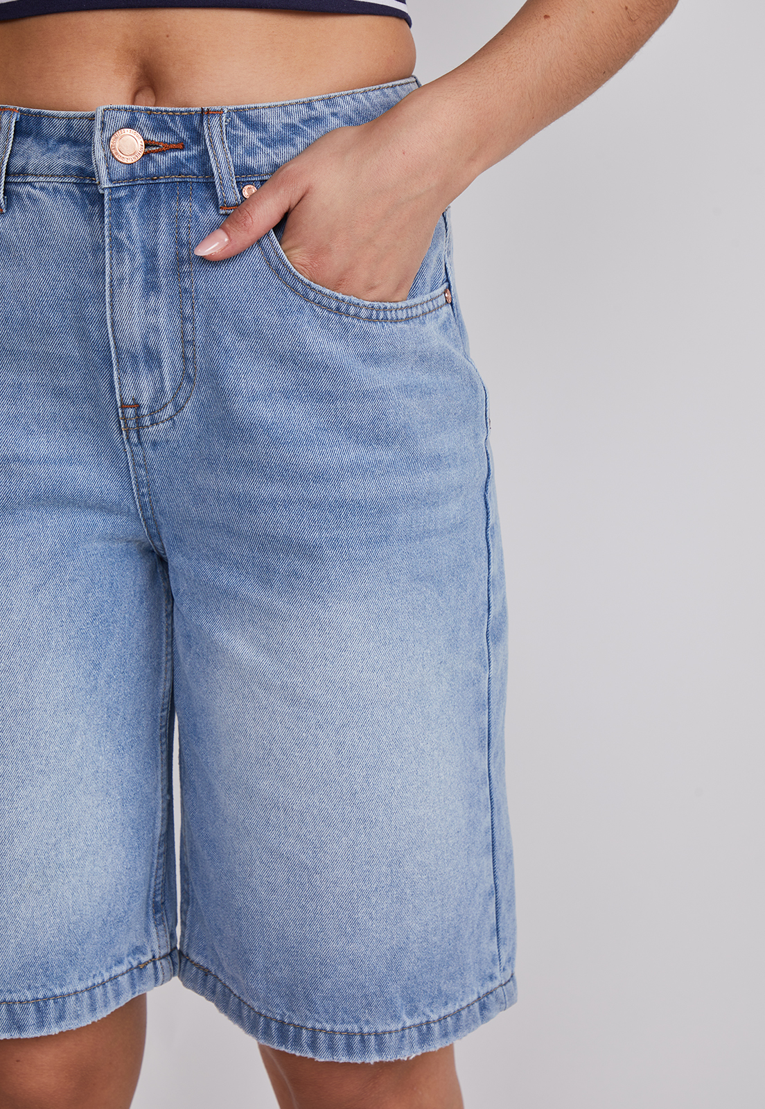 Short Mujer Denim Tiro Medio Celeste Sioux 3