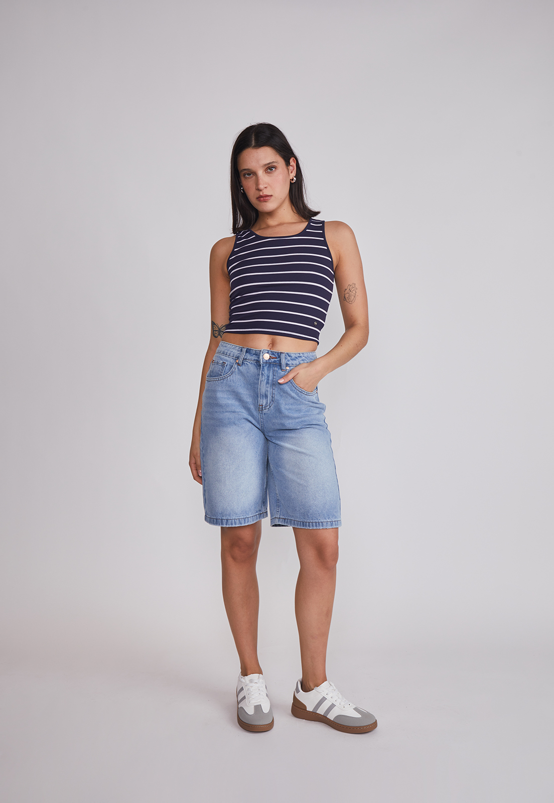 Peto Mujer Crop Listado Azul Sioux 3