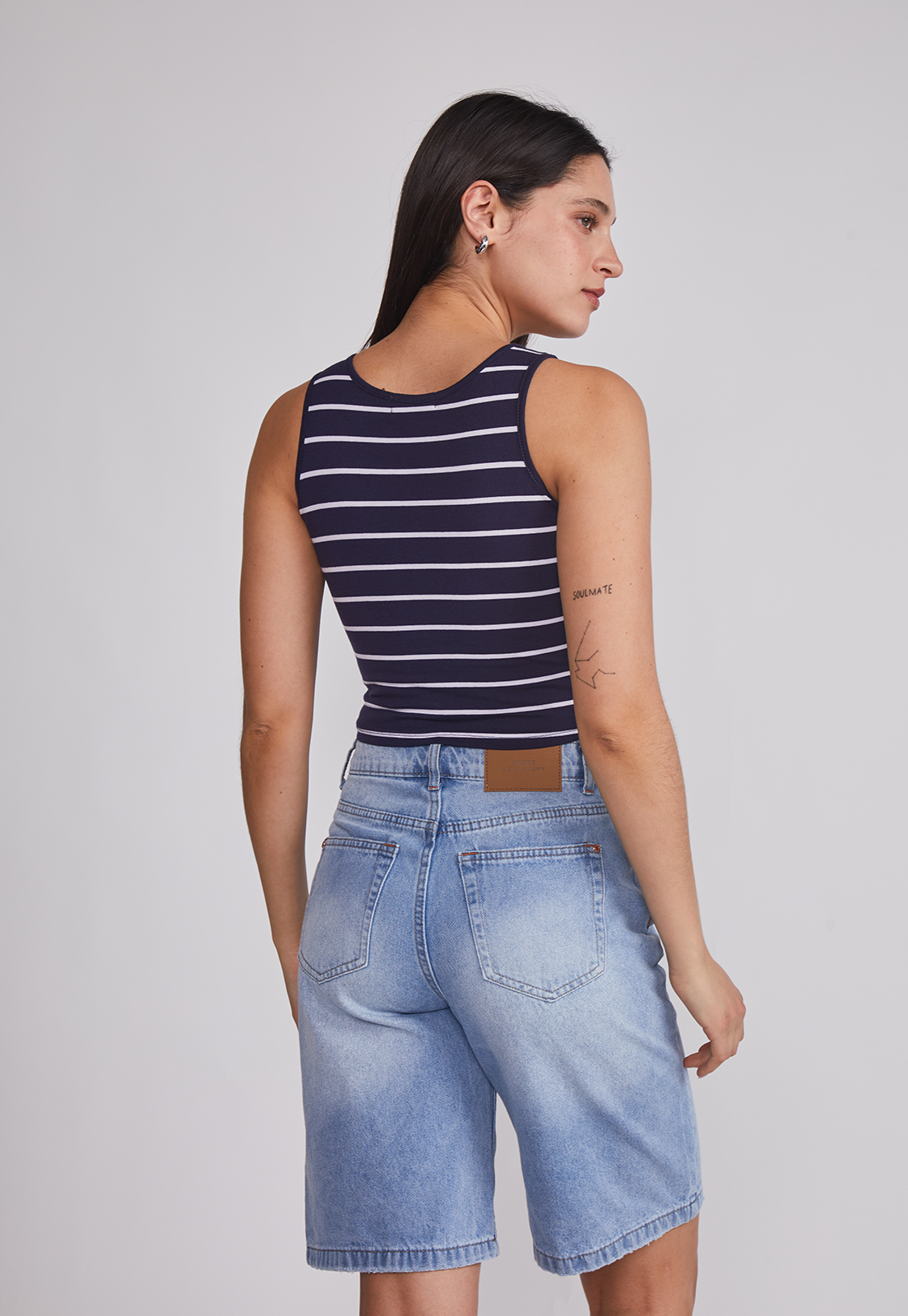 Peto Mujer Crop Listado Azul Sioux 2