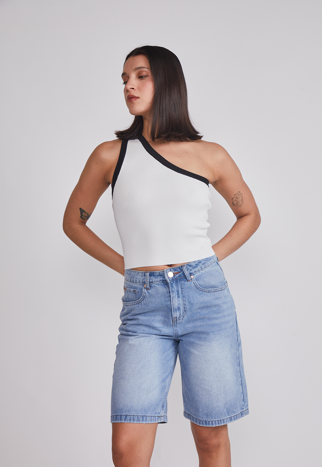 Peto Mujer Tejido asimétrico Blanco Sioux 1