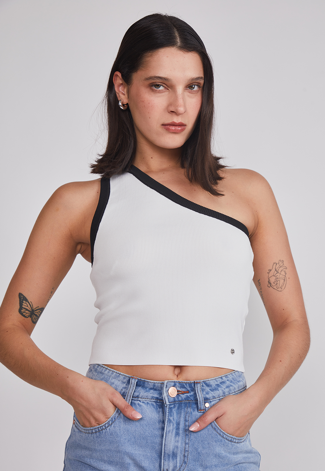 Peto Mujer Tejido asimétrico Blanco Sioux 4