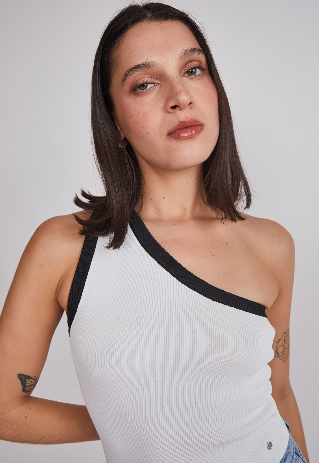 Peto Mujer Tejido asimétrico Blanco Sioux 5