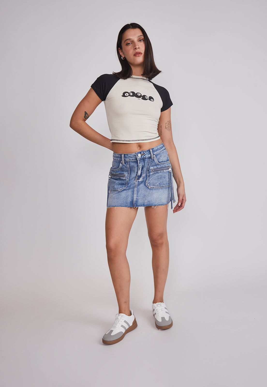 Falda Mujer Cierres Tiradores Celeste Sioux 4