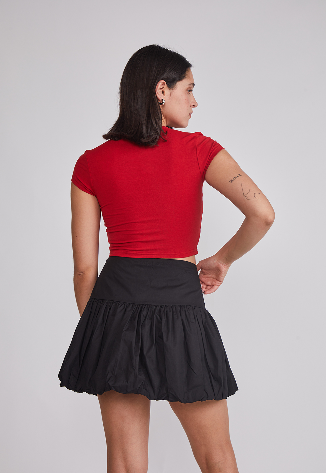 Polera Mujer Baby Tee Glitter Rojo Sioux 2