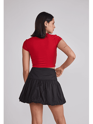 Polera Mujer Baby Tee Glitter Rojo Sioux