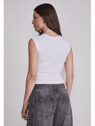 Polera Mujer Strass Delantero Blanco Sioux