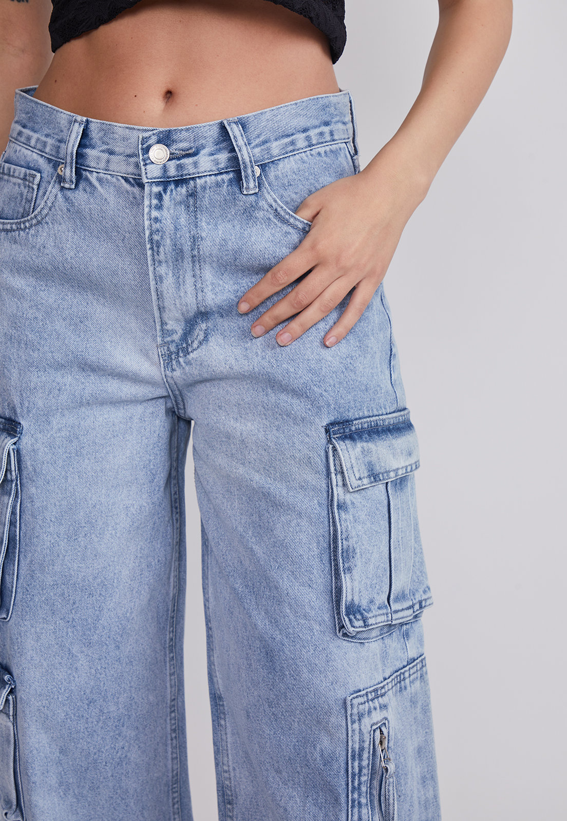 Jeans Mujer Wide Leg Multipocket Celeste Sioux 4