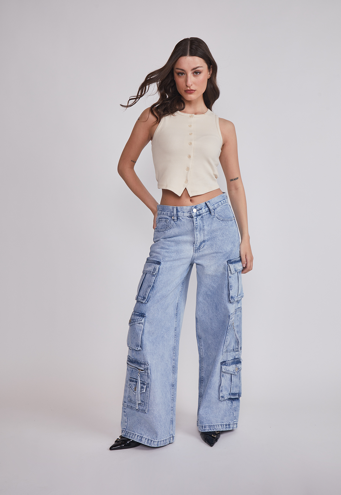 Peto Mujer Rib Botones Beige Sioux 3