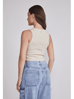 Peto Mujer Rib Botones Beige Sioux