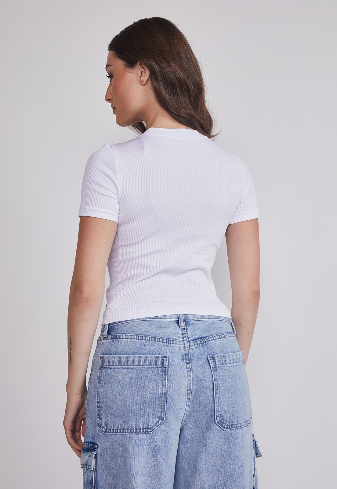 Polera Mujer Basic Ajustada Blanco Sioux 4