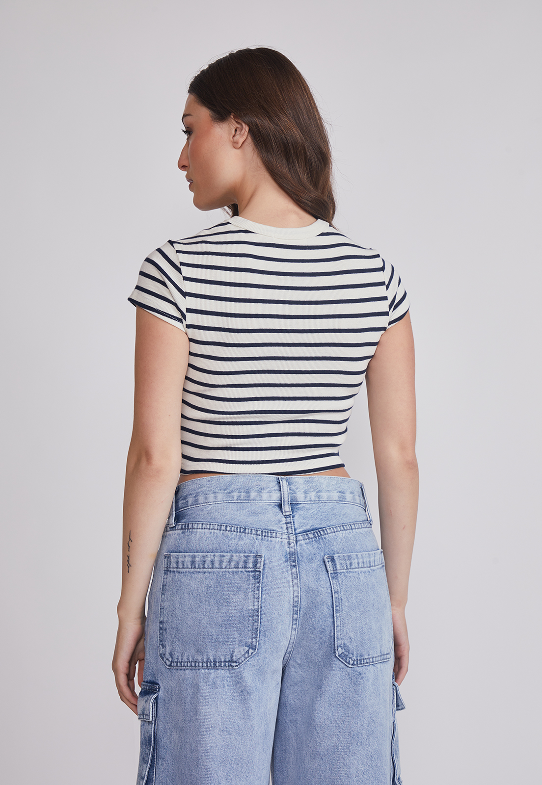 Polera Mujer Listada Blanco Sioux 2