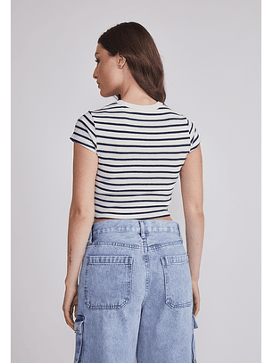 Polera Mujer Listada Blanco Sioux