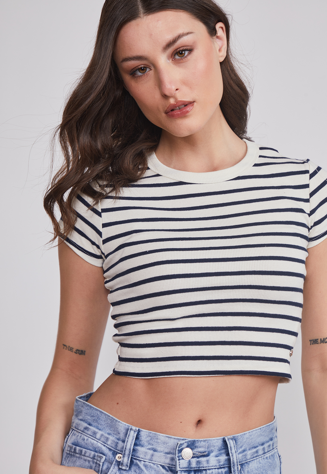 Polera Mujer Listada Blanco Sioux 5