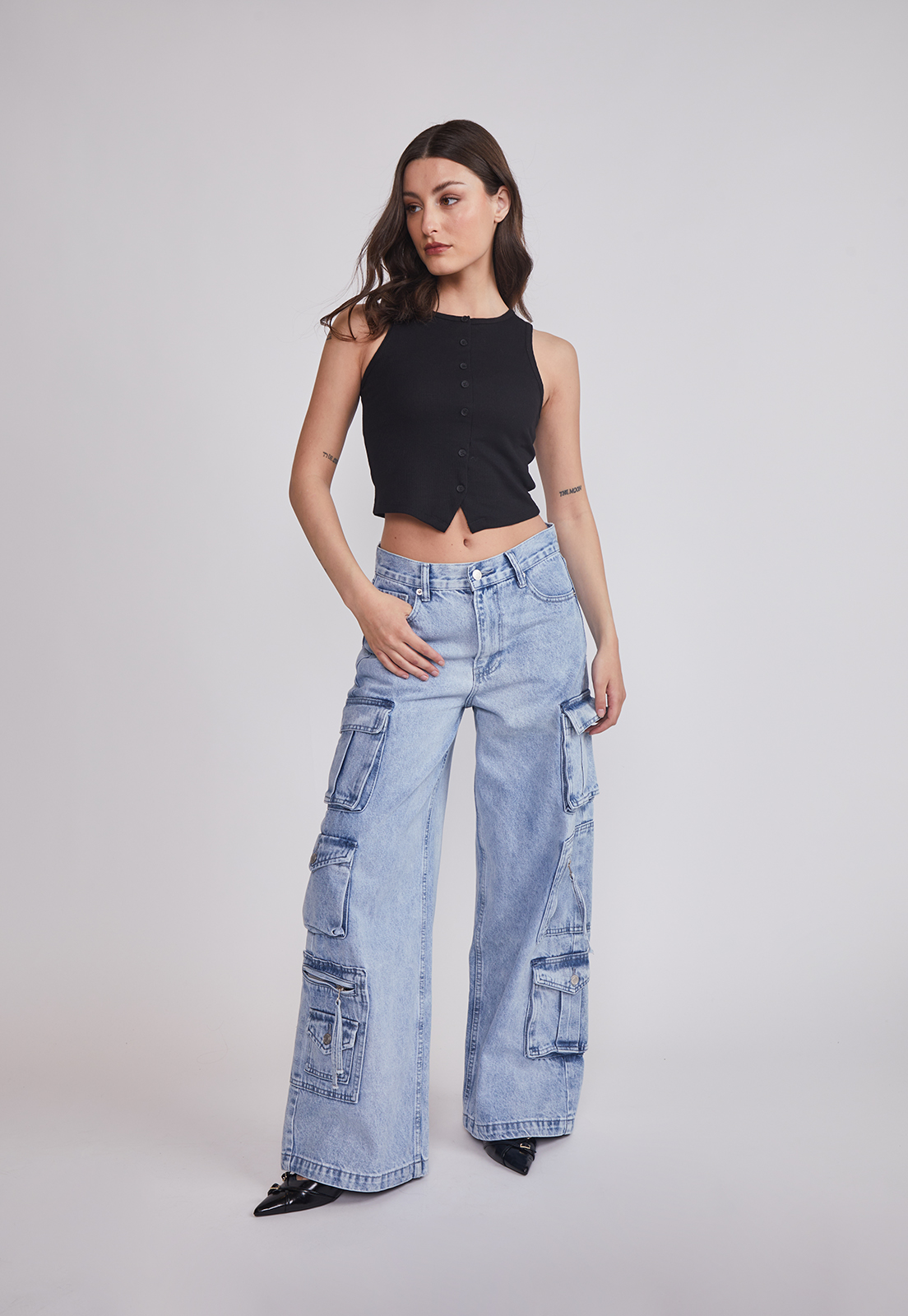 Peto Mujer Rib Botones Negro Sioux 3