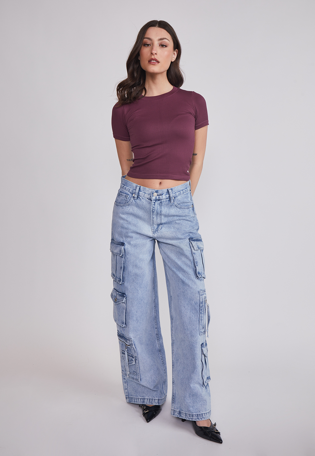 Polera Mujer Basic Ajustada Burdeo Sioux 4