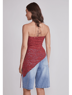 Peto Mujer Strapless asimétrico Rojo Sioux