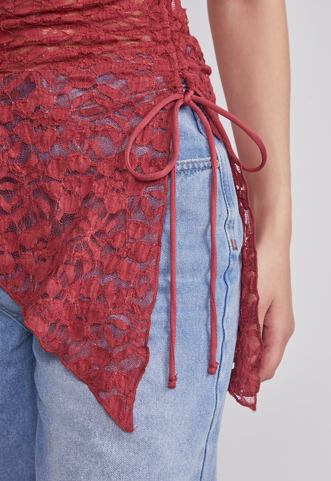 Peto Mujer Strapless asimétrico Rojo Sioux 5