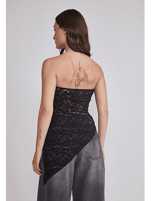 Peto Mujer Strapless asimétrico Negro Sioux