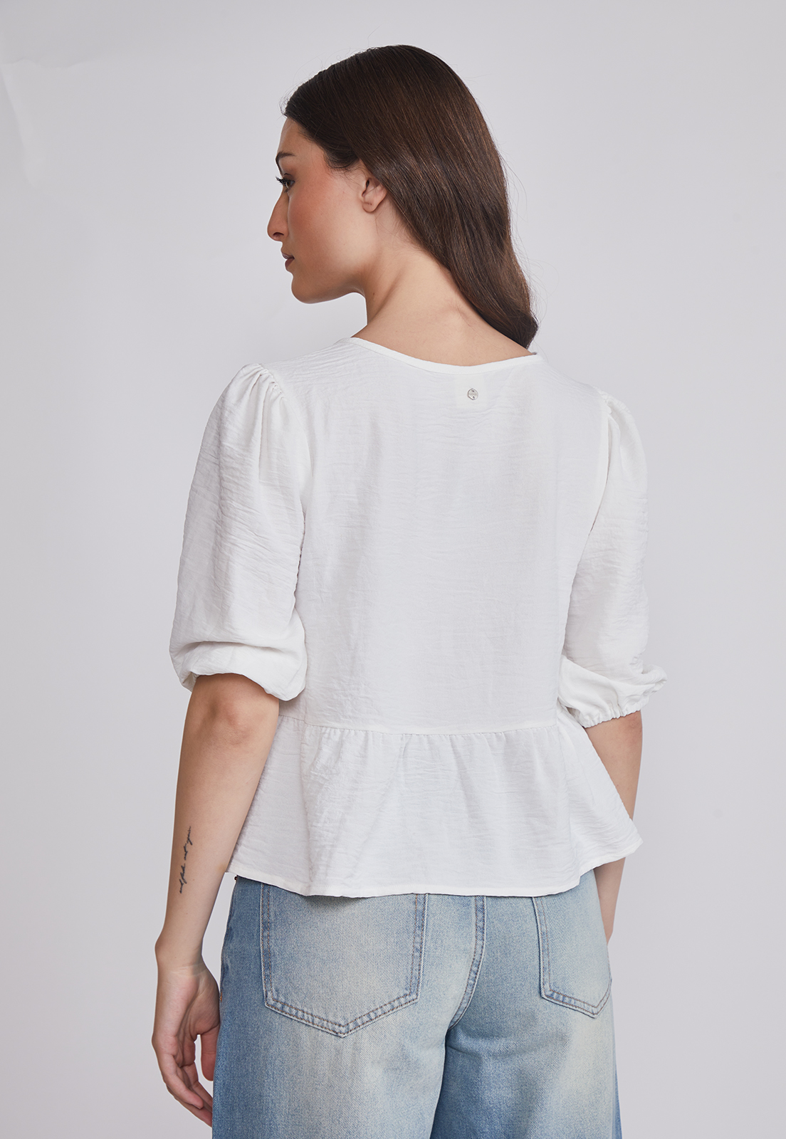 Blusa Mujer Lazos Blanco Sioux 2