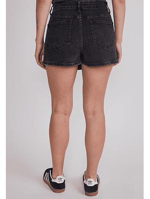 Falda Short Mujer Denim Elasticada Negro Sioux
