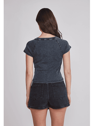 Polera Mujer Lavada Costura Gris Sioux
