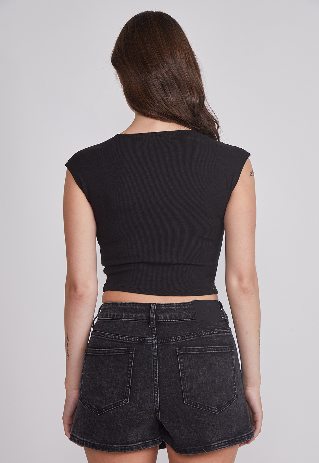 Polera Mujer Strass Delantero Negro Sioux 2