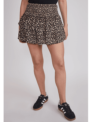 Falda Mujer Leopardo Cintura Elasticada Beige Sioux