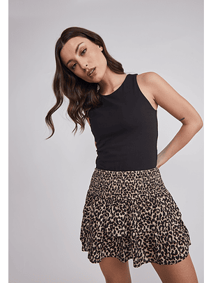 Falda Mujer Leopardo Cintura Elasticada Beige Sioux