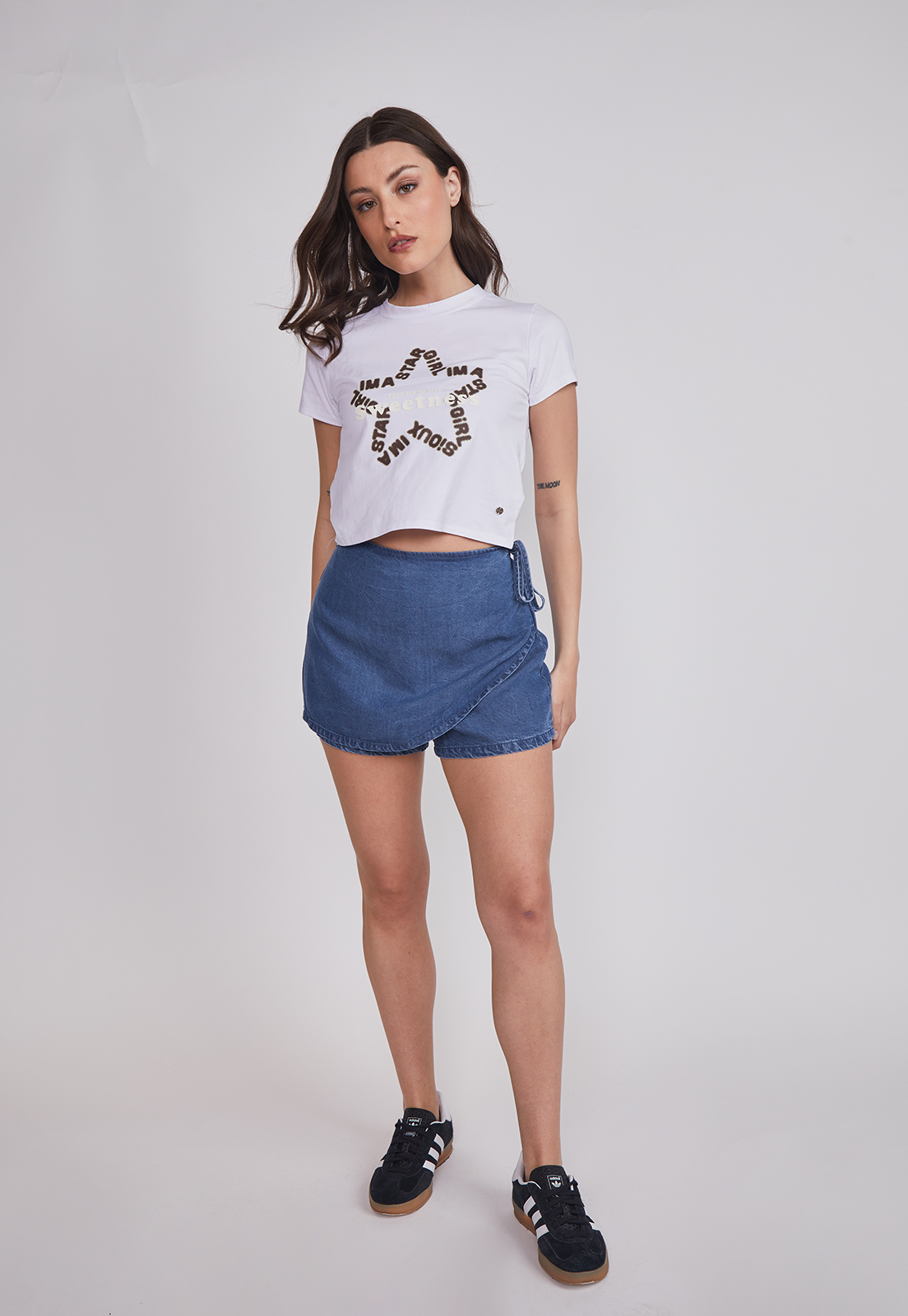 Falda Short Mujer Lyocell Celeste Sioux 5