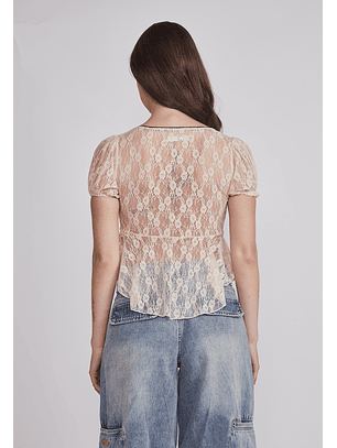 Blusa Mujer Manga Globo Crudo Sioux