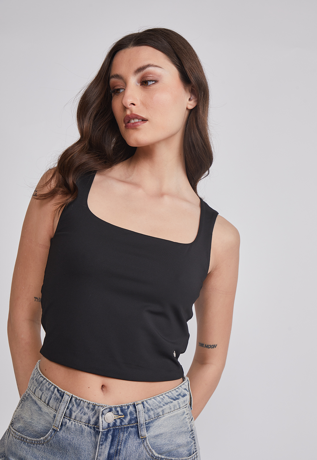 Peto Mujer Crop Elasticado Negro Sioux 4