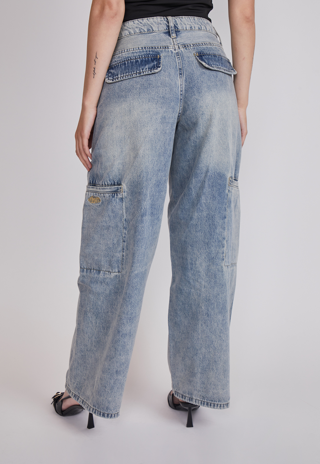 Jeans Mujer Wide Leg Costura Frontal Celeste Sioux 4