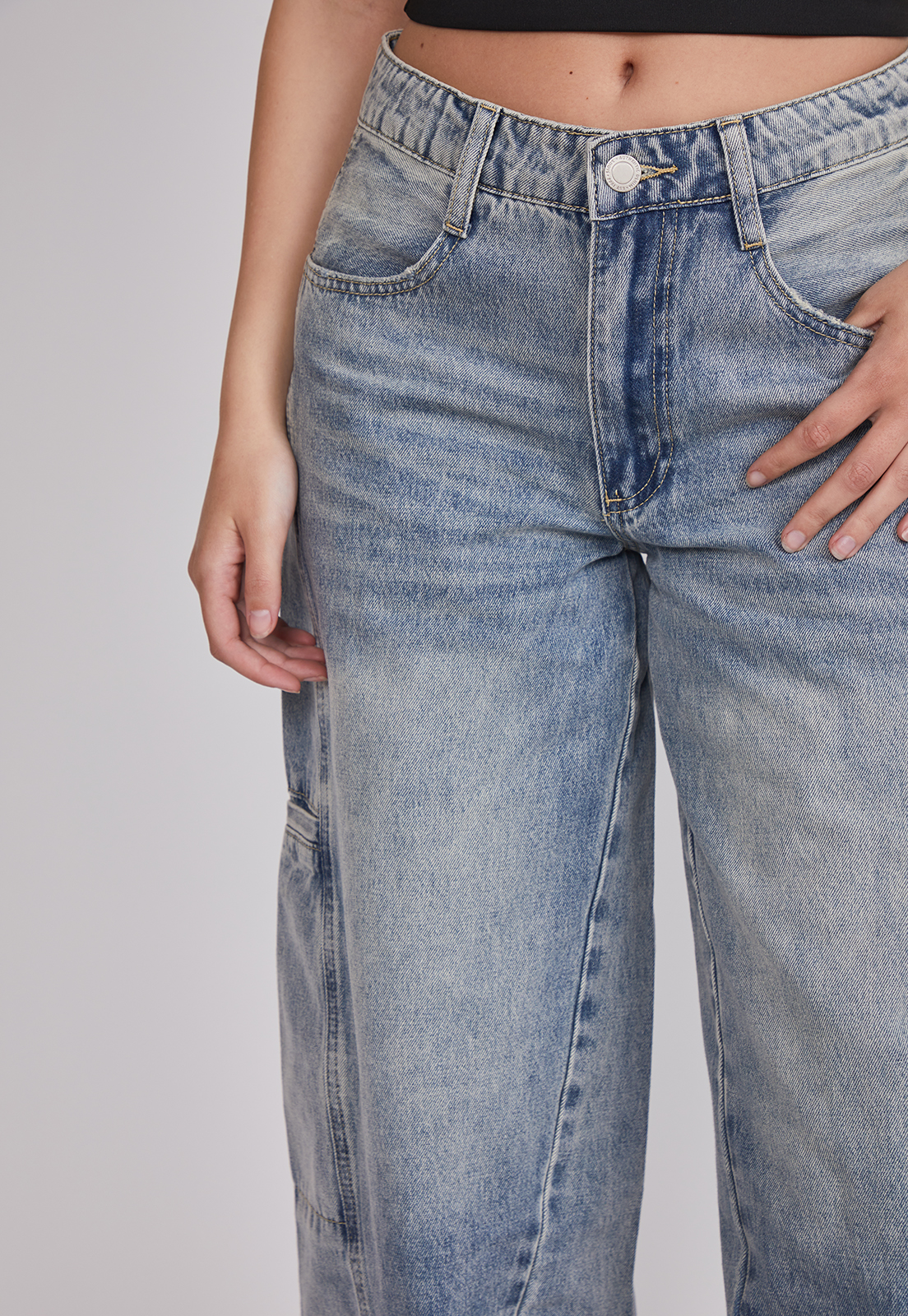 Jeans Mujer Wide Leg Costura Frontal Celeste Sioux 3